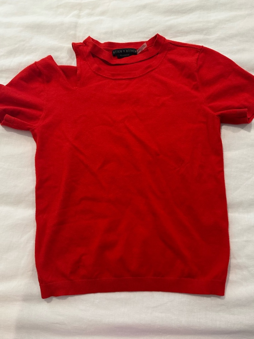 Alice + Olivia Bright Red Short Sleeve Knit Top